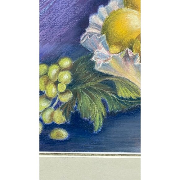 Joan Haynes Framed Still Life Pastel Painting Of Lemons & Grapes Glass Bowl READ - Picture 7 of 11